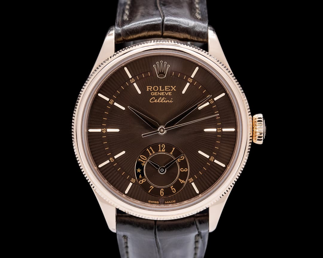 Rolex Cellini Dual Time 18K Rose Gold / Chocolate Dial