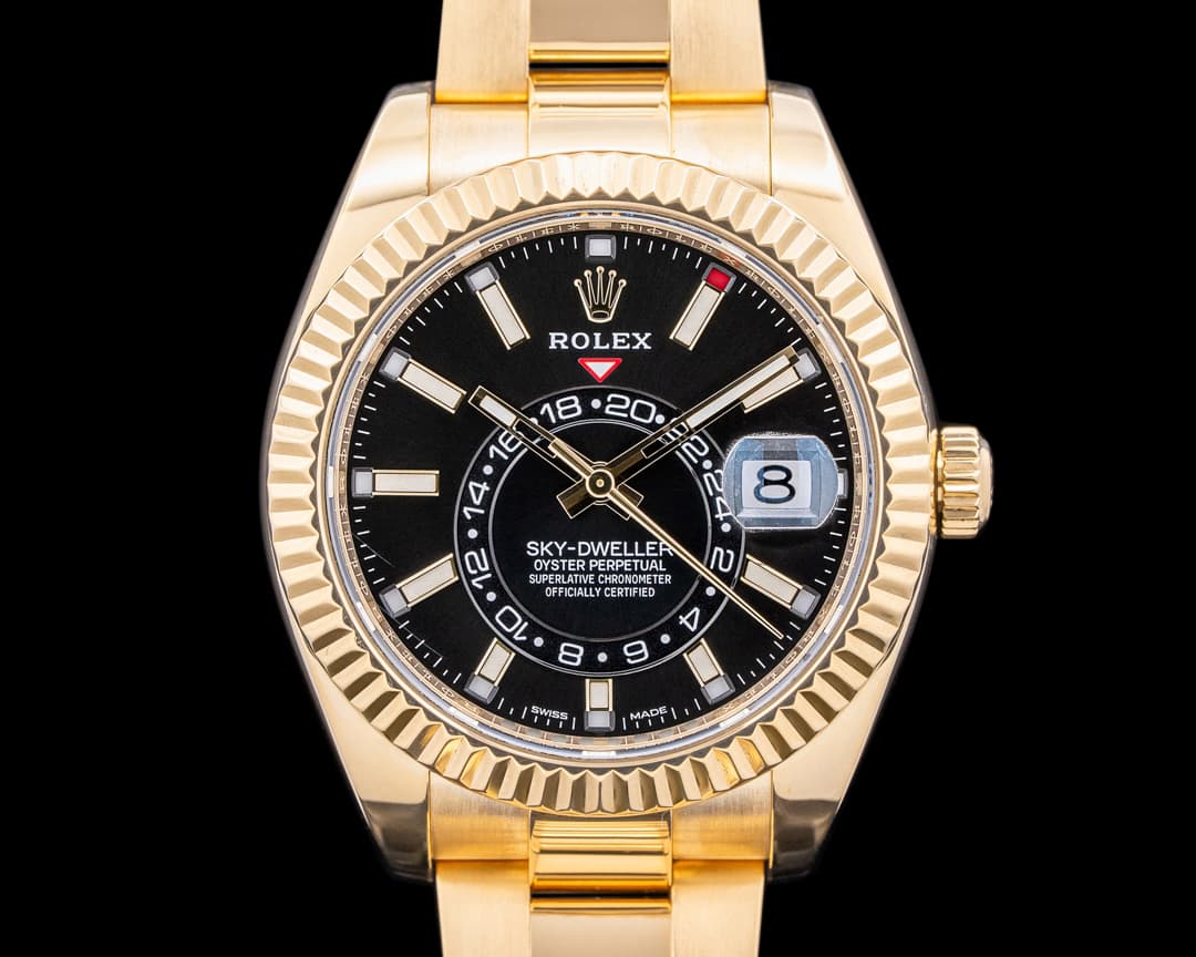 Rolex Sky Dweller 18K Yellow Gold Black Dial