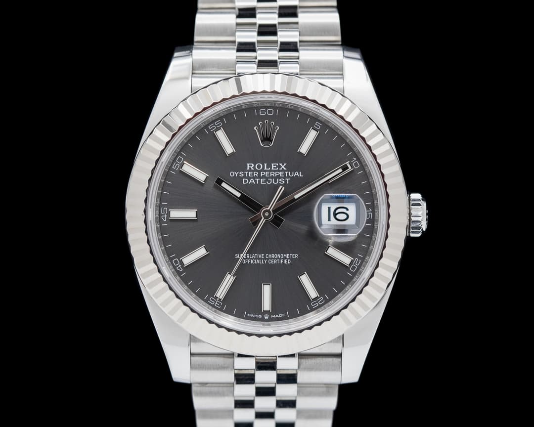 Rolex Datejust 41 Stainless Steel / Dark Rhodium Dial Jubilee