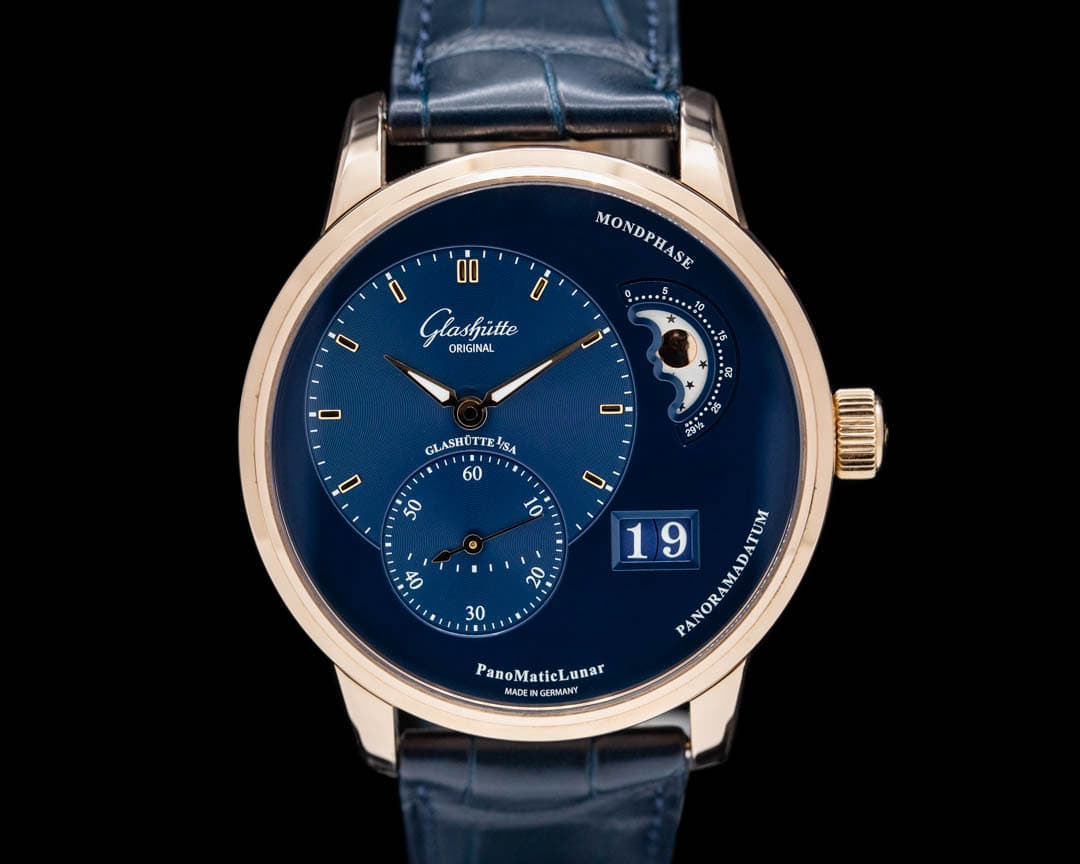 Glashütte Original PanoMatic Lunar 18K Rose Gold Blue Dial