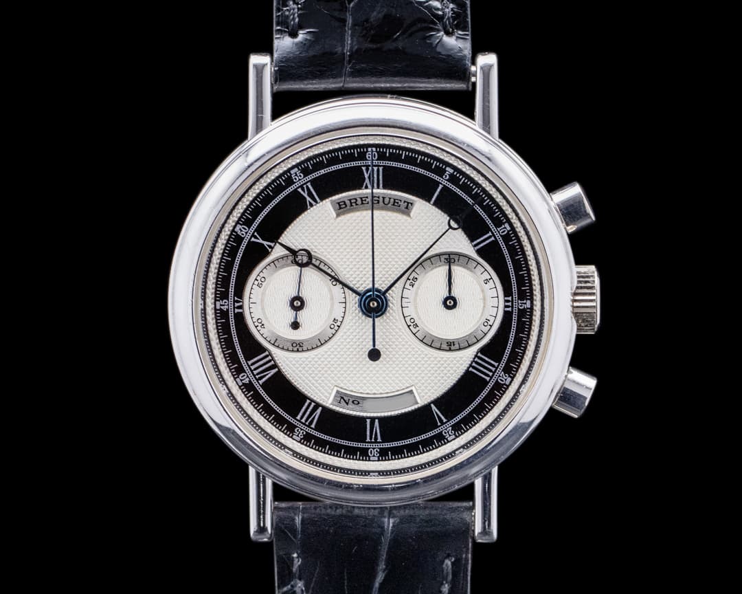 Breguet 3237 Classique Chronograph 18k White Gold TUXEDO Dial RARE