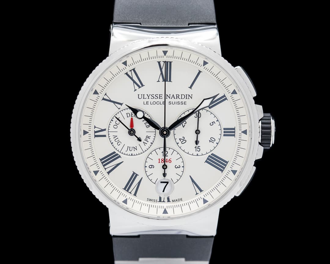 Ulysse Nardin Marine Chronograph Annual Calendar SS Silver Dial