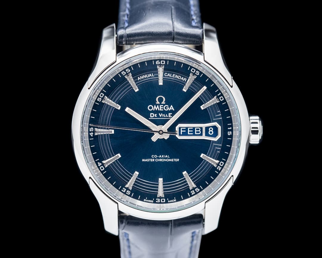 Omega De Ville Hour Vision Master Chronometer Annual Calendar SS Blue Dial