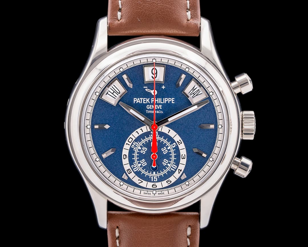 Patek Philippe Annual Calendar 5960/01G Chronograph White Gold Blue Dial TIFFANY