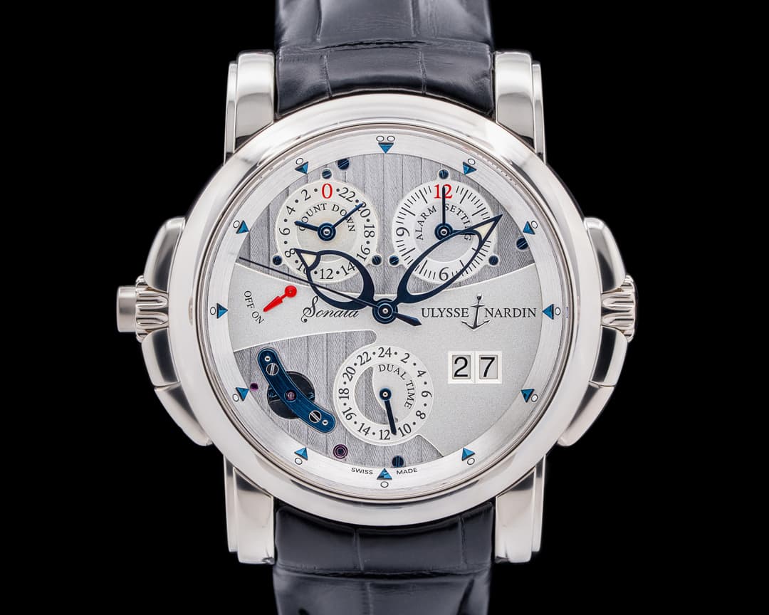 Ulysse Nardin Sonata Cathedral Dual Time 18K White Gold Silver Dial