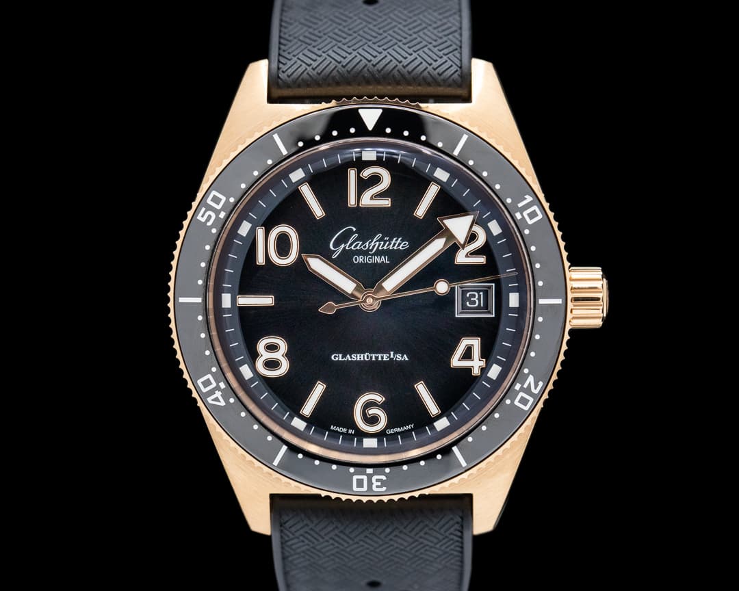 Glashutte Original SeaQ Date 18K Rose Gold Black Dial UNWORN