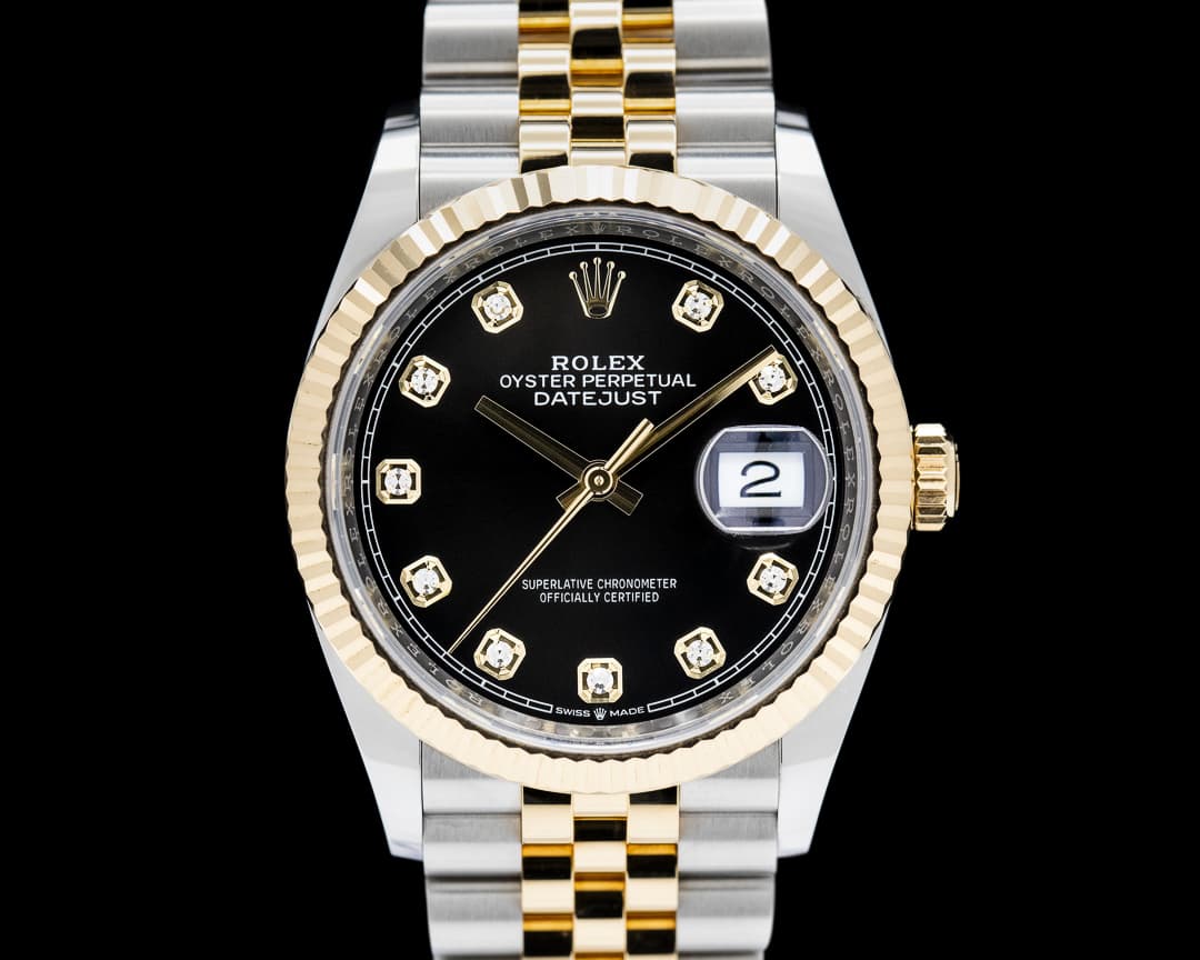Rolex Datejust 36 18K Yellow Gold / SS Jubilee Black Diamond Dial