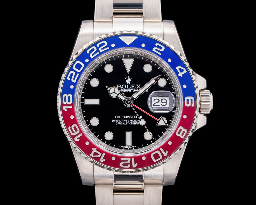Rolex GMT Master II 116719 Ceramic "Pepsi" 18K White Gold Black Dial