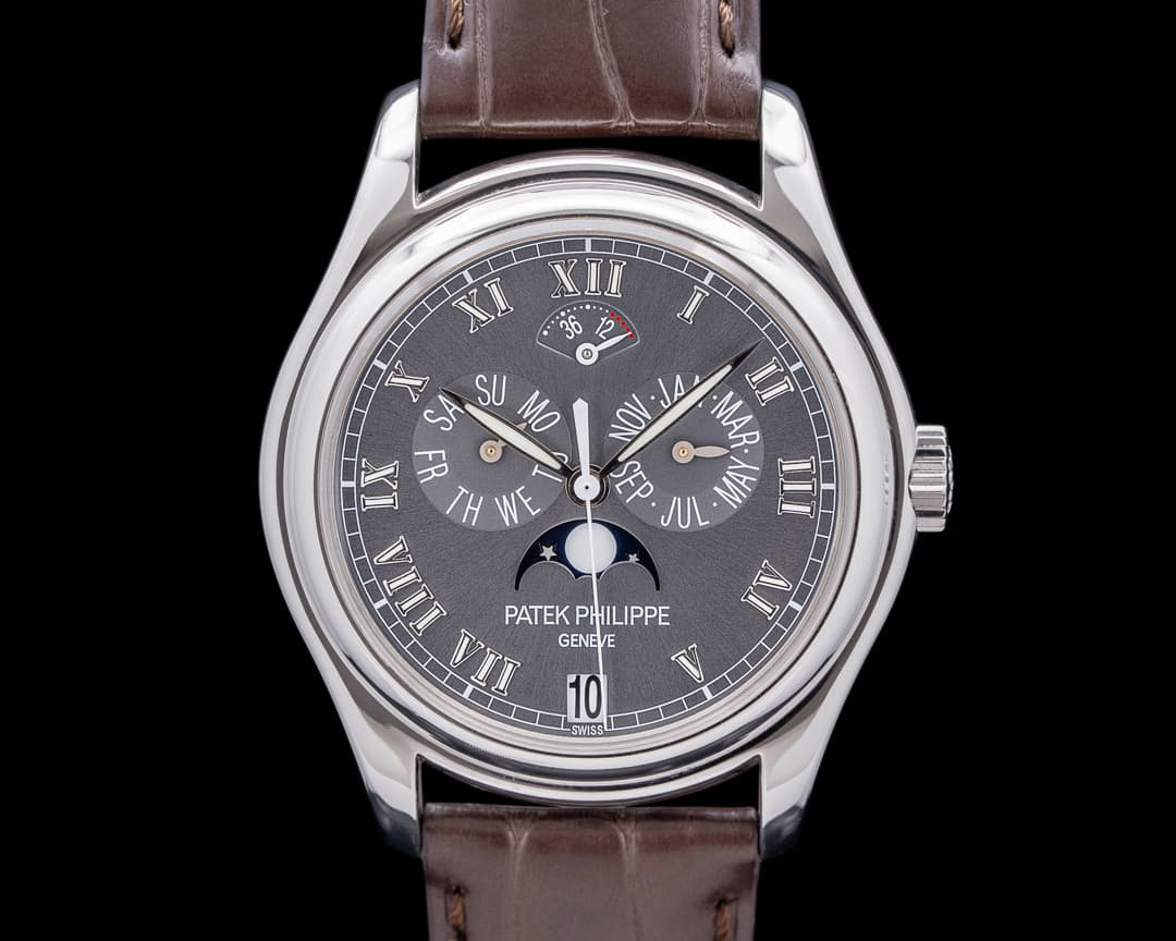 Patek Philippe 5056P Annual Calendar Moon Phase Platinum Gray Dial