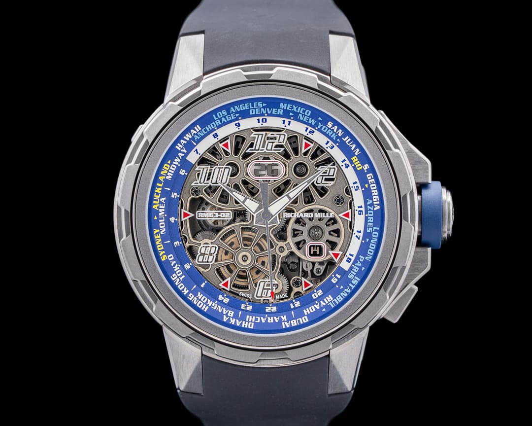 Richard Mille RM63-02 Automatic Winding Worldtimer Titanium Skelton Dial 2023