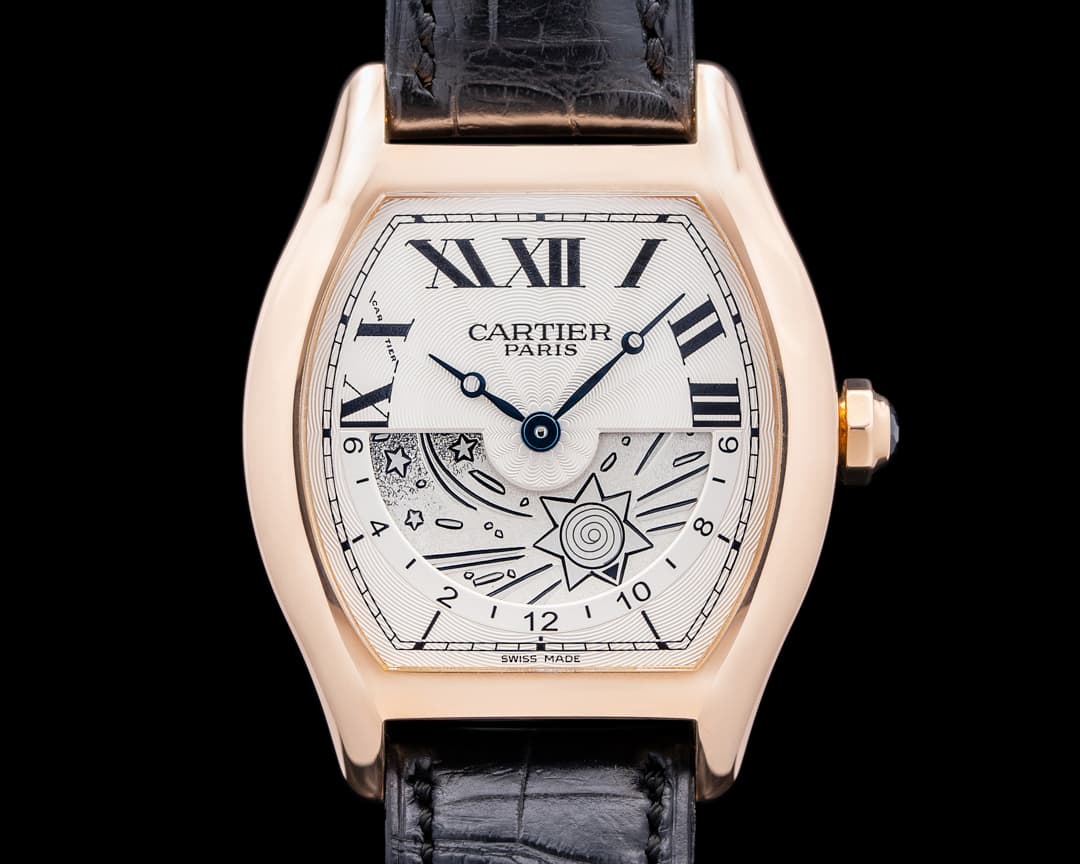 Cartier Tortue XL Day & Night CPCP 18K Rose Gold Silver Dial