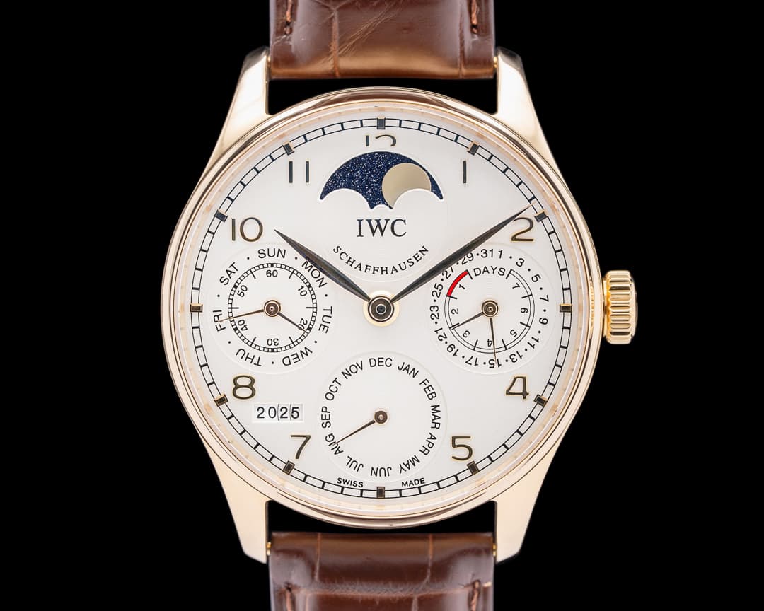 IWC 5022 Portuguese Perpetual Calendar 18K Rose Gold Silver Dial