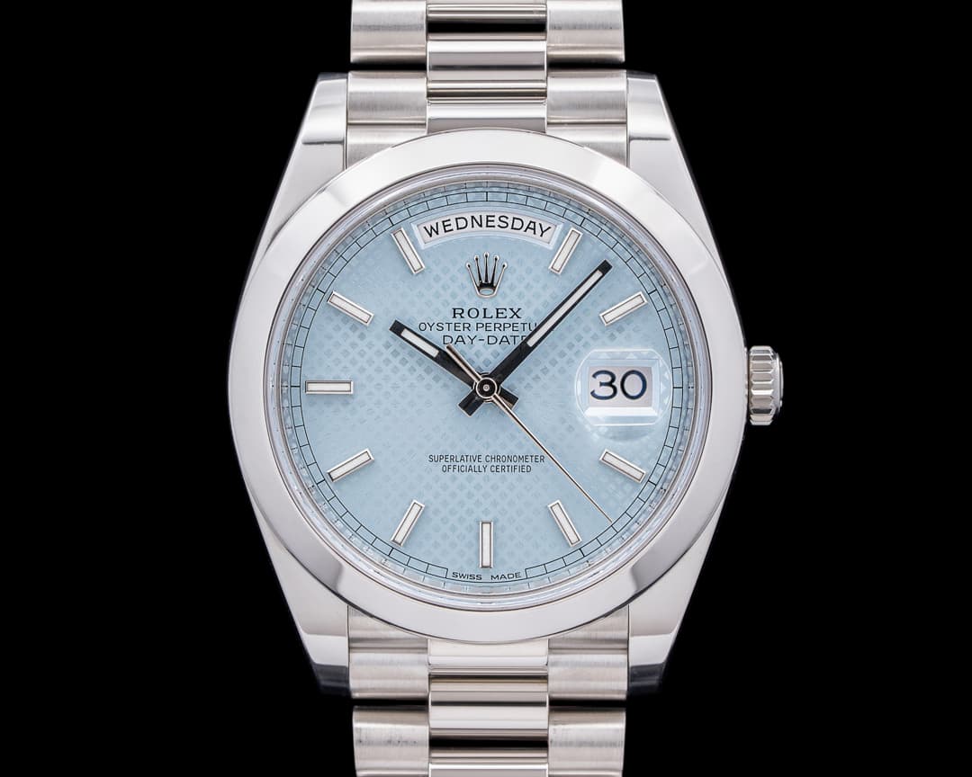 Rolex 228206 Day Date President Platinum Blue Dial