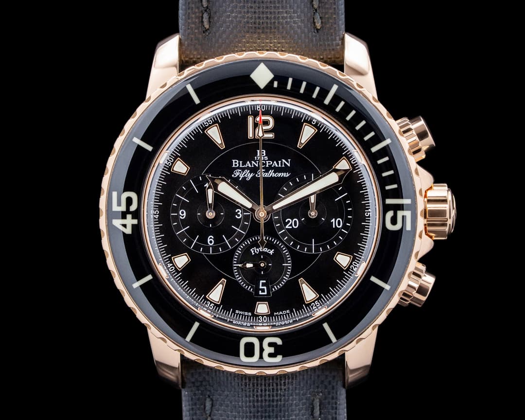 Blancpain Fifty Fathoms Flyback Chronograph 18K Rose Gold Black Dial