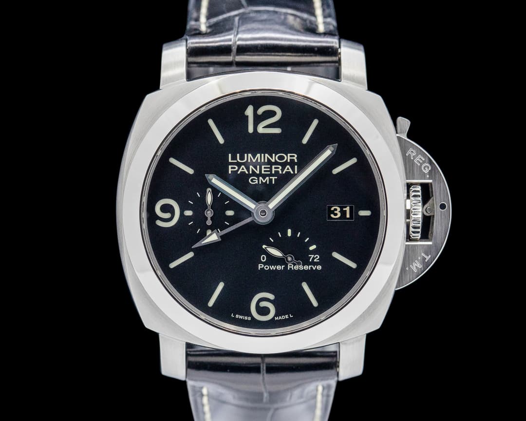 Panerai Luminor 1950 3 Day GMT Power Reserve SS Black Dial