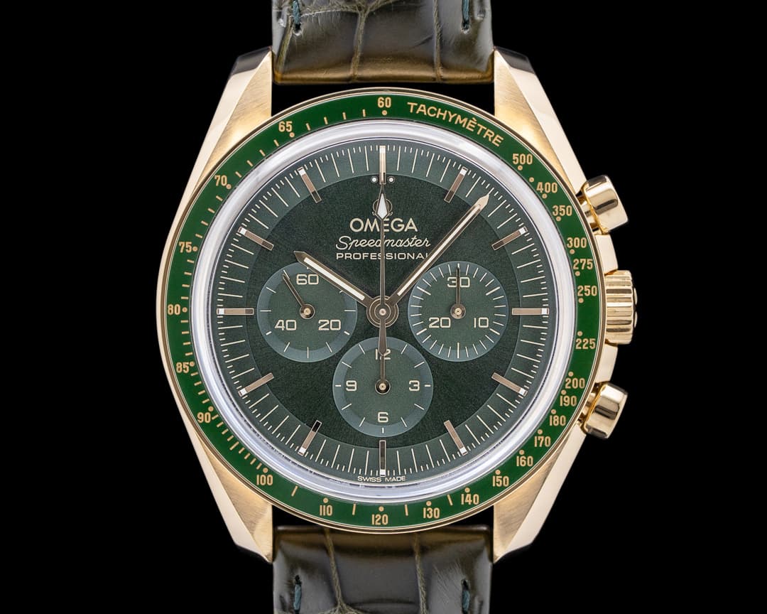 Omega Speedmaster Professional "Moonshine" 18K Yellow Gold Green Dial