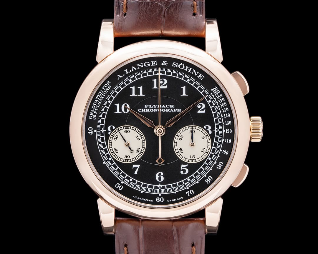 A. Lange and Sohne 1815 Flyback 401.031 Chronograph 18K Rose Gold Black Dial