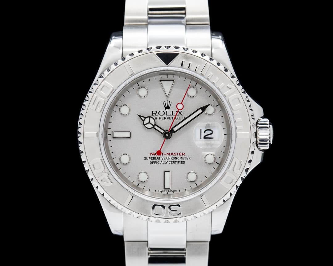 Rolex 16622 Yacht Master Platinum Bezel SS Gray Dial FULL SET