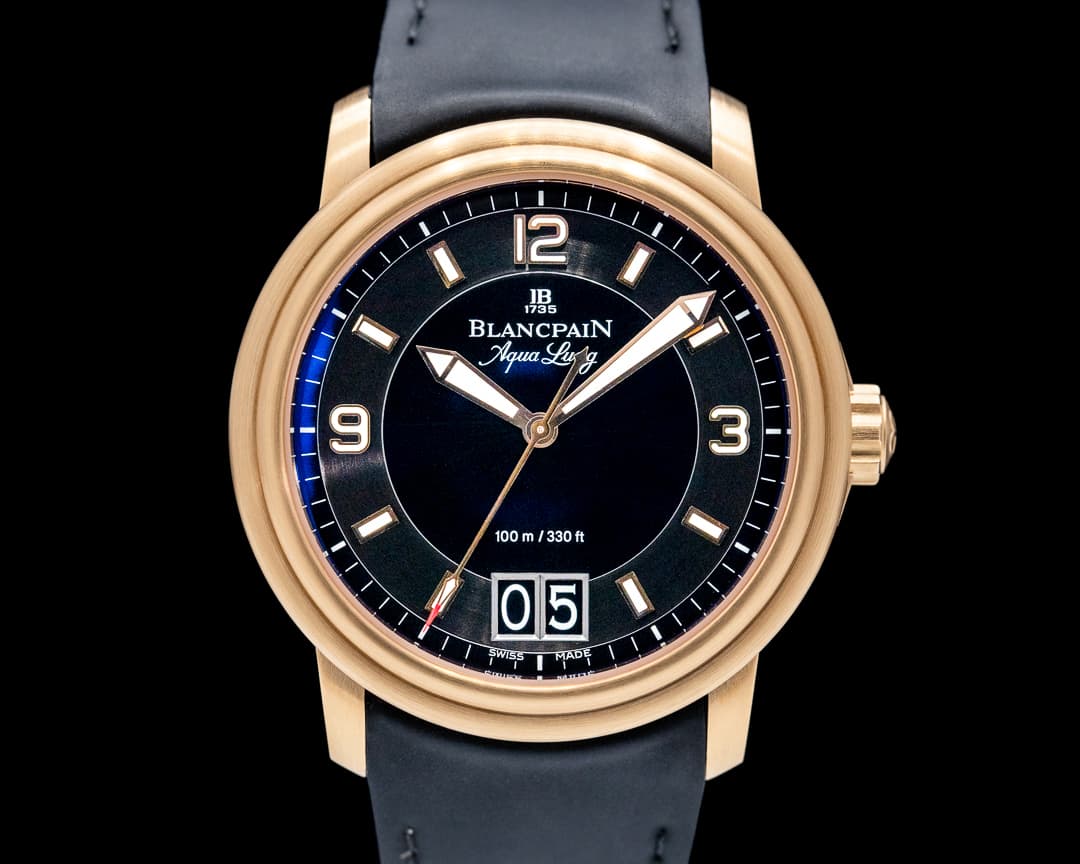 Blancpain Léman Grande Date Aqua Lung 18K Rose Gold Black Dial