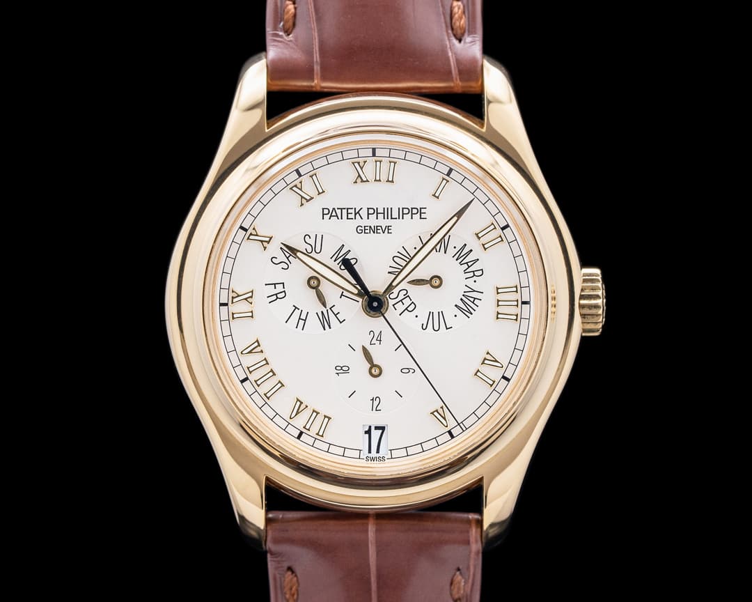 Patek Philippe Annual Calendar 5035J Silver Opaline Dial 18K YG