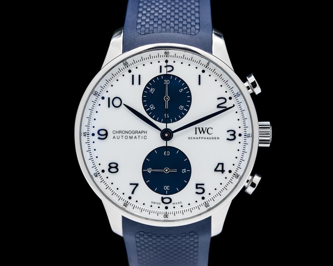 IWC Portuguese Chronograph SS Silver/Blue Dial
