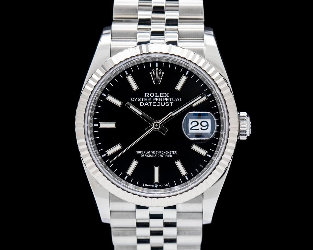 Rolex Datejust 36 SS Black Stick Dial Jubilee