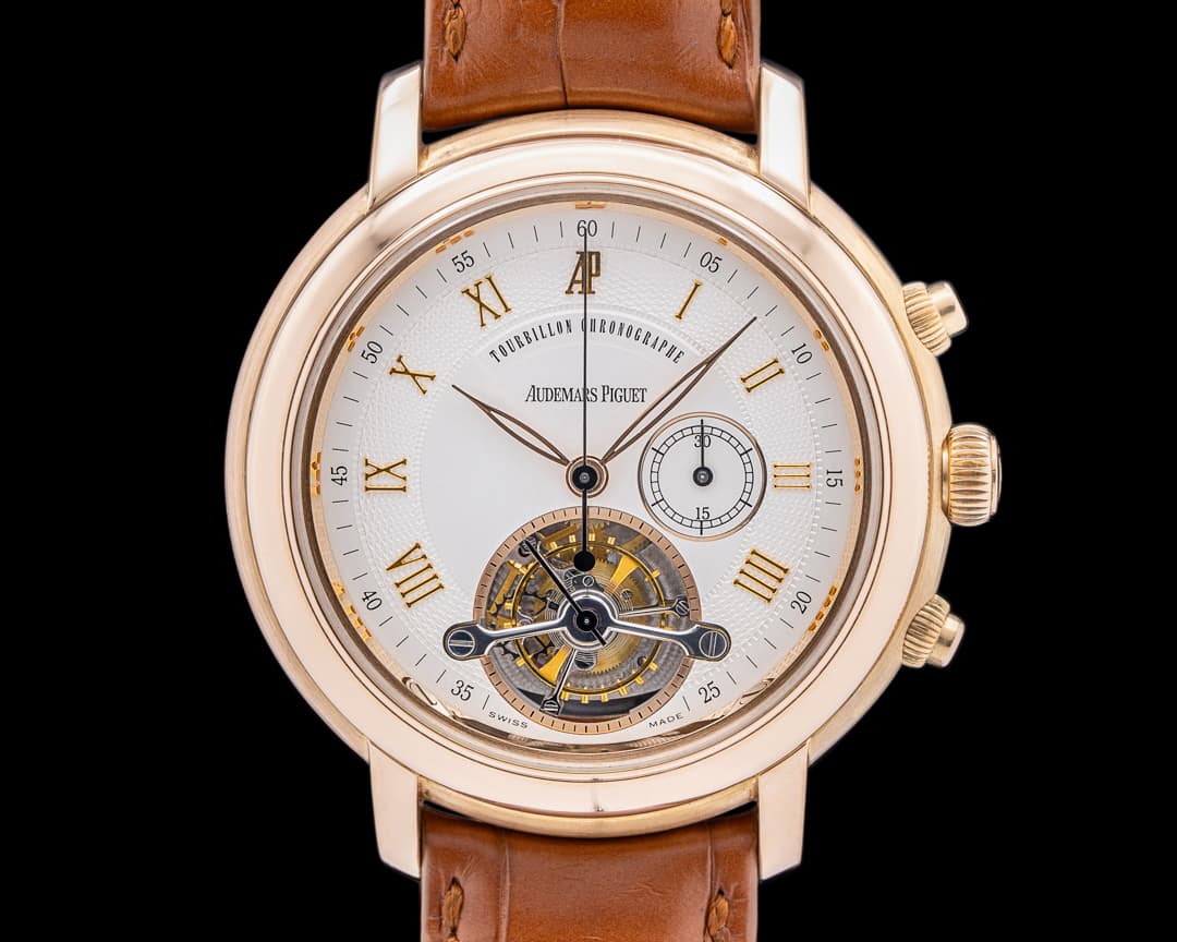 Audemars Piguet Jules Audemars Tourbillon Chronograph 18K Rose Gold Silver Dial