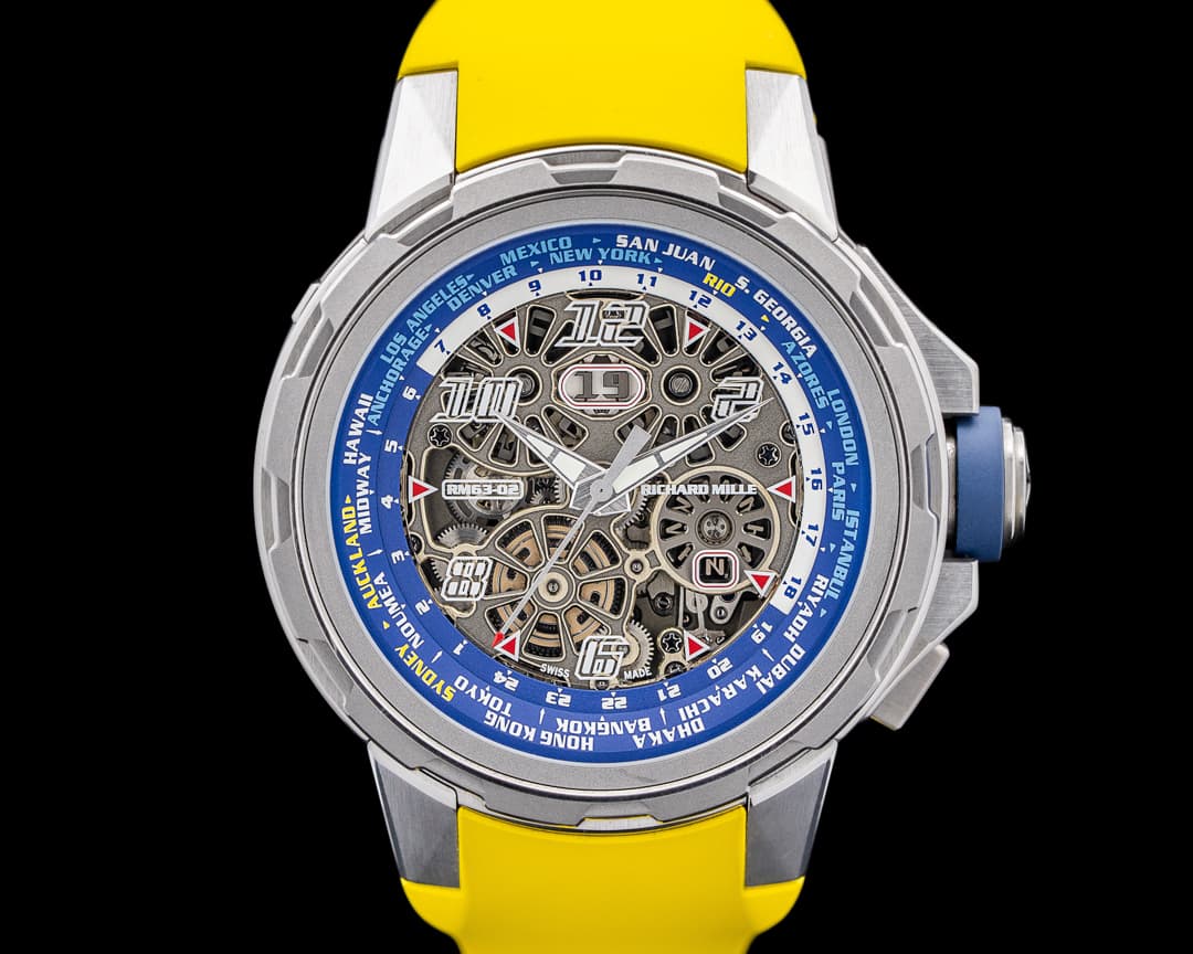 Richard Mille RM63-02 Automatic Winding Worldtimer Titanium Skeleton Dial