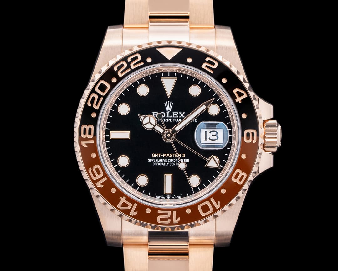 Rolex GMT Master II Ceramic Root Beer 18K Everose Black Dial 2024 FULL SET