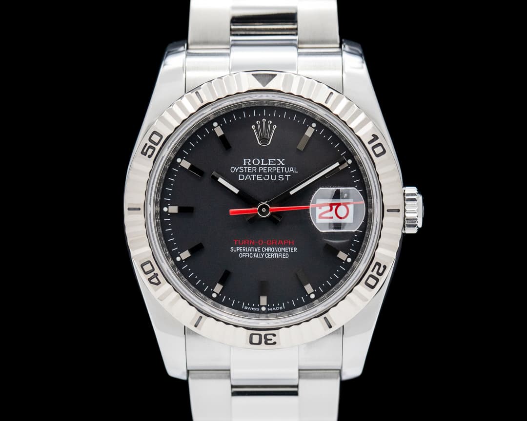 Rolex 116264 Datejust Turn-O-Graph "Thunderbird" SS Black Dial
