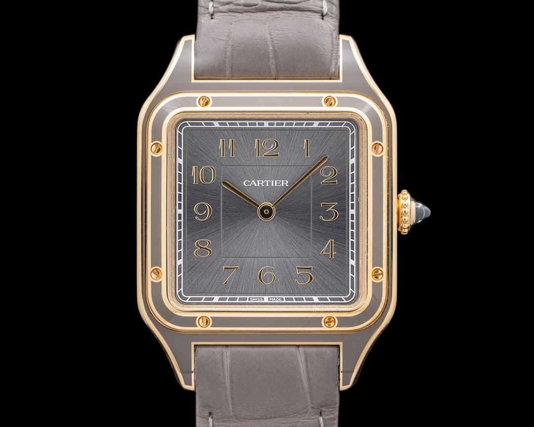 Cartier WGSA0097 Santos-Dumont Large 18K Yellow Gold Gray Dial