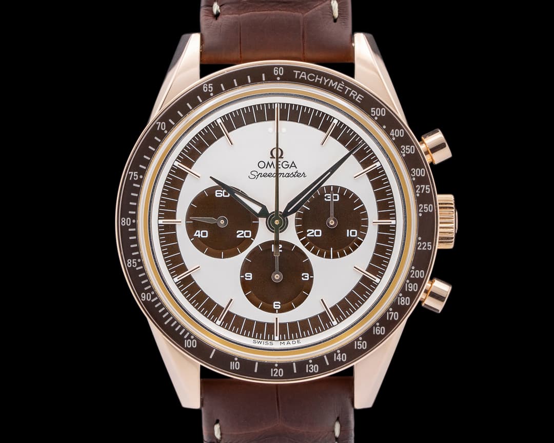 Omega Speedmaster Anniversary 18K Sedna Gold Opaline Silver Dial
