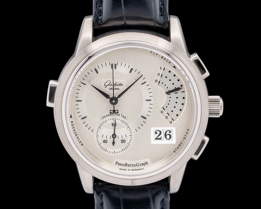 Glashutte Original PanoRetroGraph 18K White Gold Silver Dial LIMITED