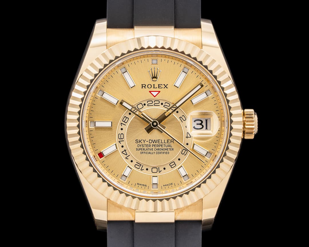 Rolex 326238 Sky-Dweller 18K Yellow Gold Champagne Dial FULL SET