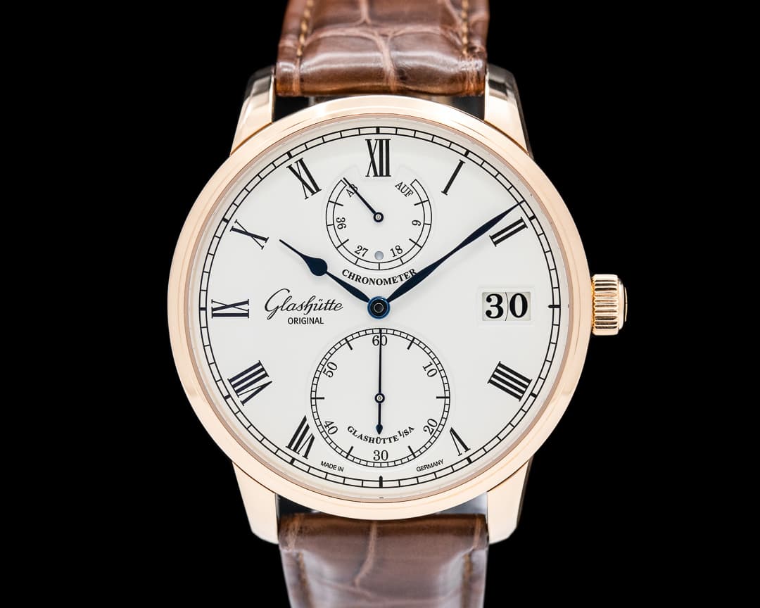 Glashütte Original Senator Chronometer Manual Wind 18K Rose Gold White Dial