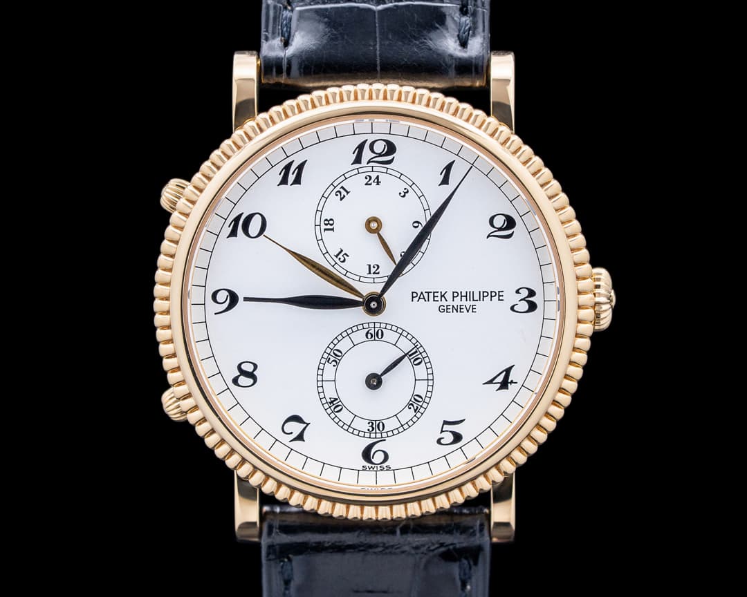 Patek Philippe 5034J Calatrava Travel Time 18K Yellow Gold White Dial