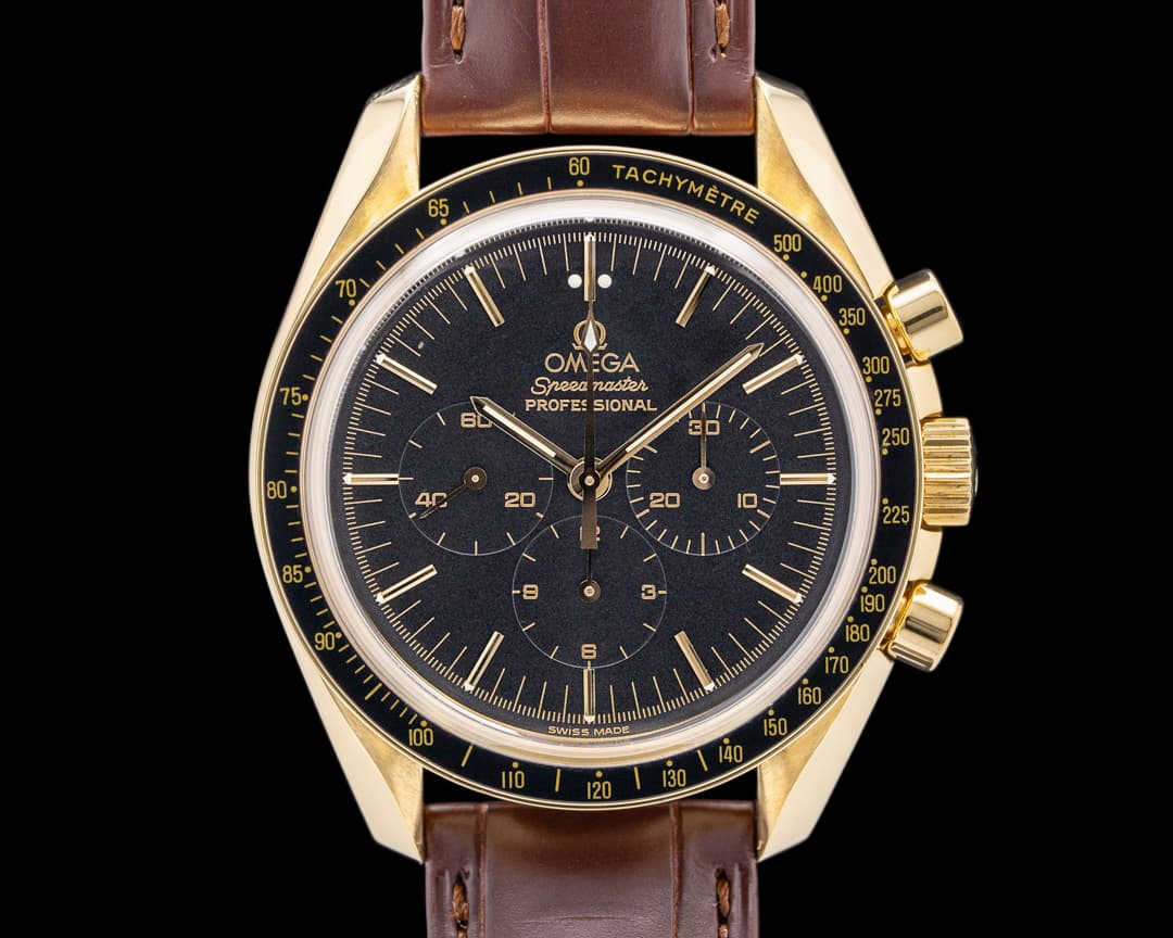 Omega 145.0052 Speedmaster Professional Jubilee 18K Yellow Gold Black Dial
