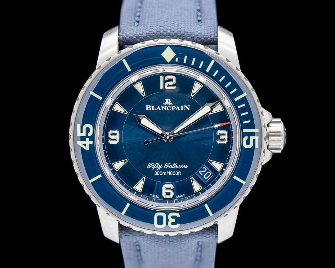 Blancpain 5015-12B40-052A Fifty Fathoms Titanium Blue Dial