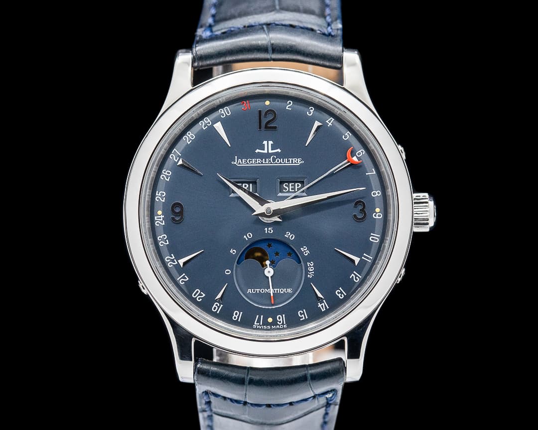Jaeger LeCoultre 140.640.986B Master Moon Platinum Blue Dial RARE LIMITED