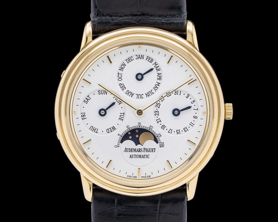 Audemars Piguet 25657BA Quantieme Perpetual Calendar 18K Yellow Gold White Dial