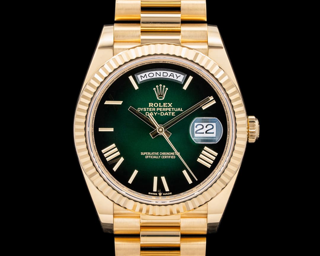 Rolex 228238 Day-Date 40MM 18K Yellow Gold Green Roman Dial