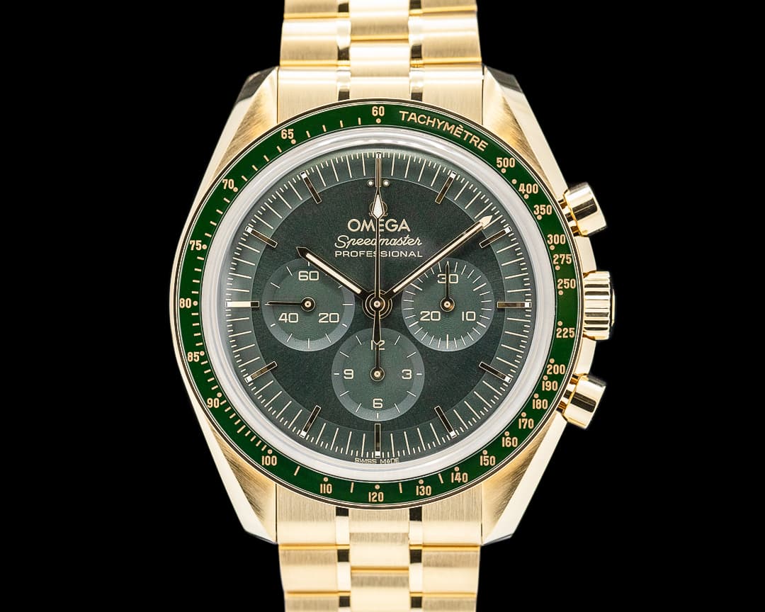 Omega Speedmaster Moonwatch Professional 18K Moonshine Gold Green Dial UNWORN