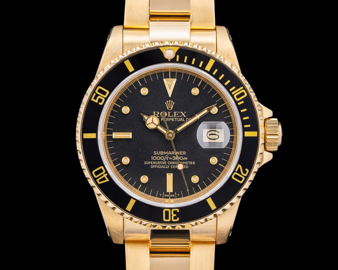 Rolex 16808 Submariner 18K Yellow Gold Black Dial