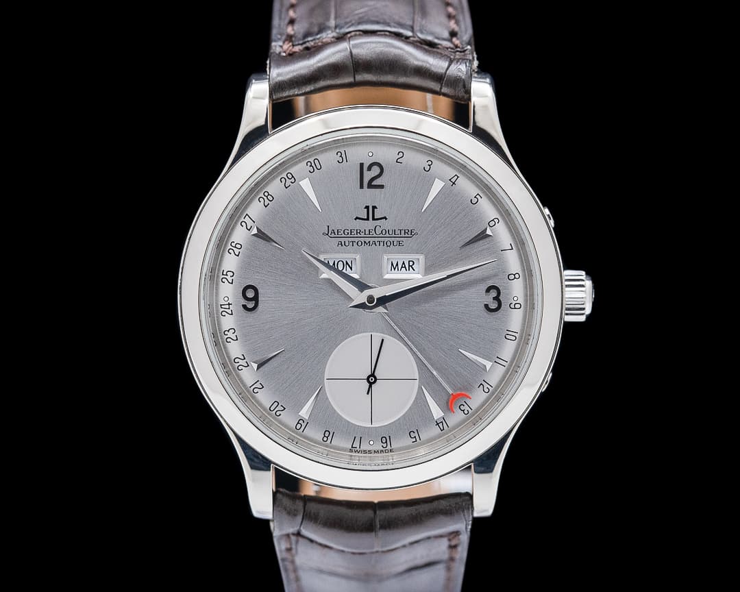 Jaeger LeCoultre Q140387 Master Control Triple Calendar 18K White Gold Silver Dial
