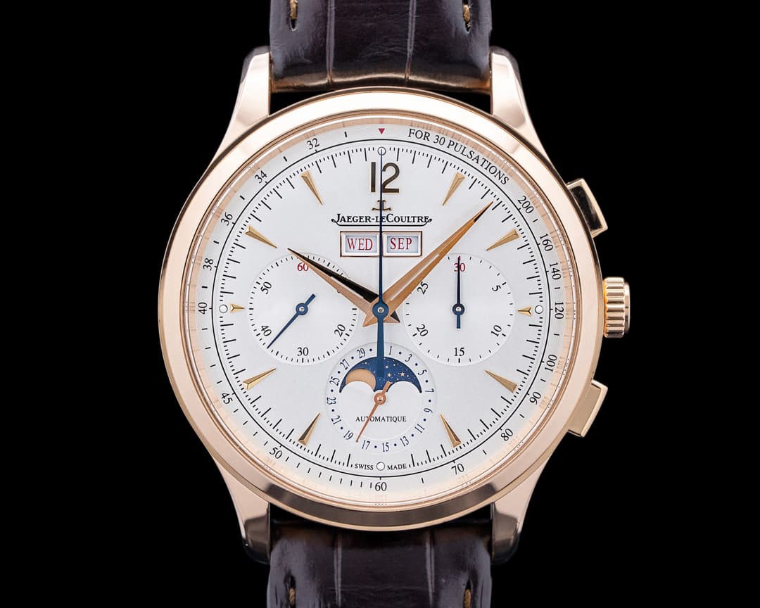Jaeger LeCoultre Q413252J Master Control Chronograph Calendar 18K Rose Gold Silver Dial