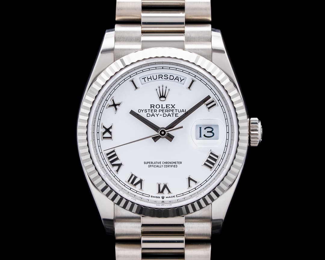Rolex 128239 Day-Date President 18K White Gold White Roman Dial