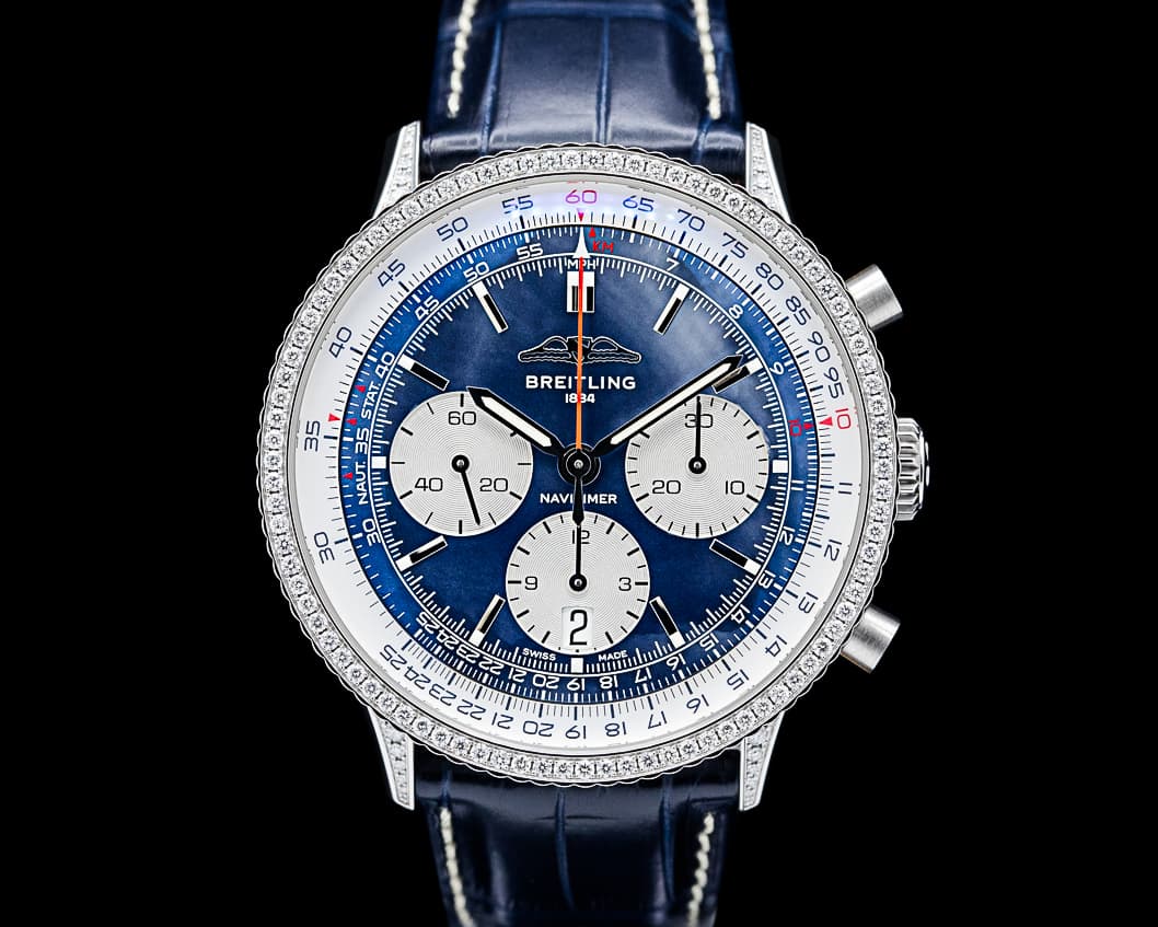 Breitling Navitimer 1 B01 Chronograph SS Diamond Bezel Mother of Pearl Dial LE
