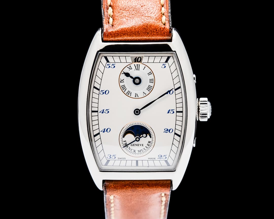 Franck Muller Cintree Curvex Jump Hour Moonphase 18K White Gold Silver Dial