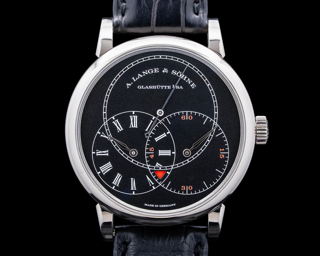 A. Lange and Sohne 252.029 Richard Lange Jumping Seconds 18K White Gold Black Dial