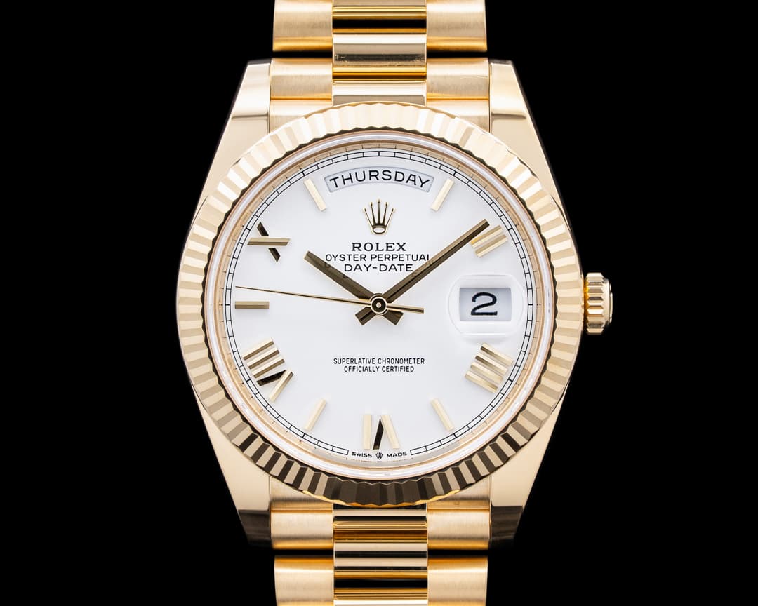 Rolex 228238 Day-Date 40MM 18K Yellow Gold White Roman Dial